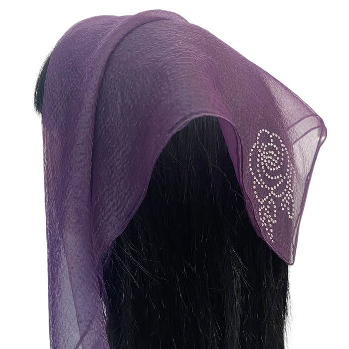 Square Solid | Rhinestone | Corner Rose | Eggplant