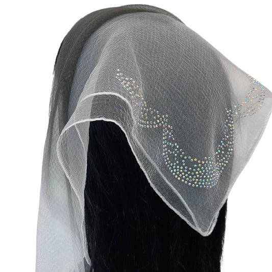 SQ Cloud | Rhinestone | Embroidered Corner | Black/white