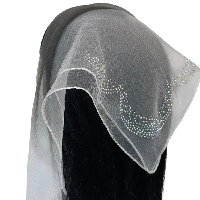 SQ Cloud | Rhinestone | Embroidered Corner | Black/white