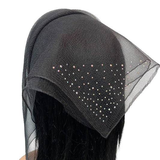 Square Solid | Dense Rhinestone Corner | Black/silver