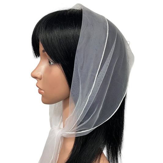 Long Solid Soft Net Scarf - White