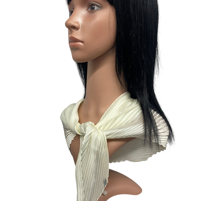New Long Solid Pleated Scarf | Ivory