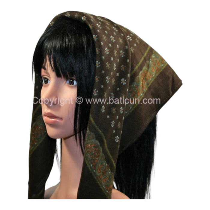 Traditional Scarves | Scattered Flowers | Brown