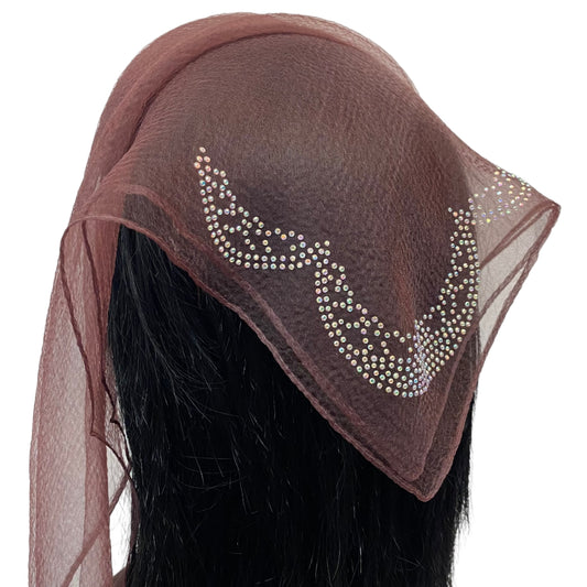 SQ Solid | Rhinestone | Embroidered Corner |Brown