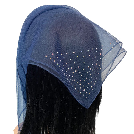 Square Solid | Dense Rhinestone Corner |Midnight navy/silver