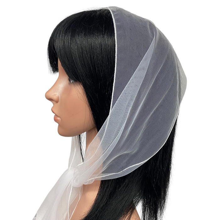 Long Solid Soft Net Scarf - White