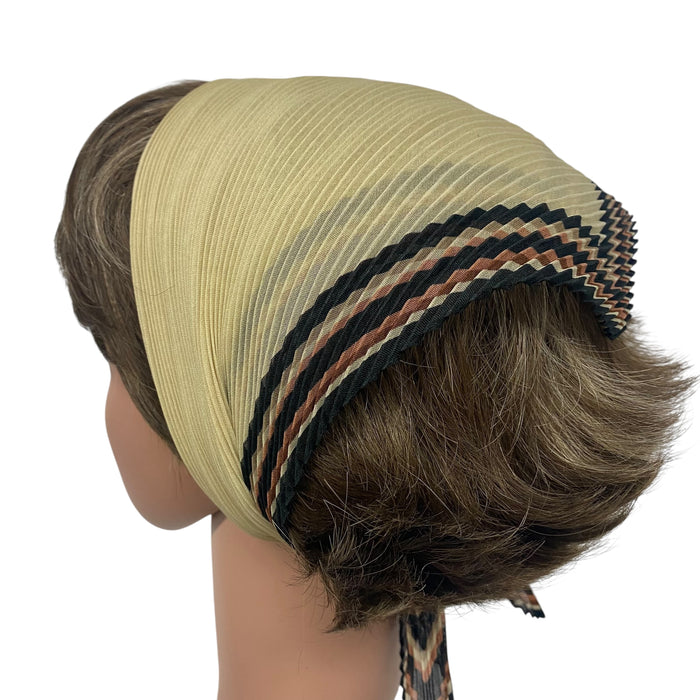 118-101 Pleated Italian | Solid Khaki with Multi-Striped Border