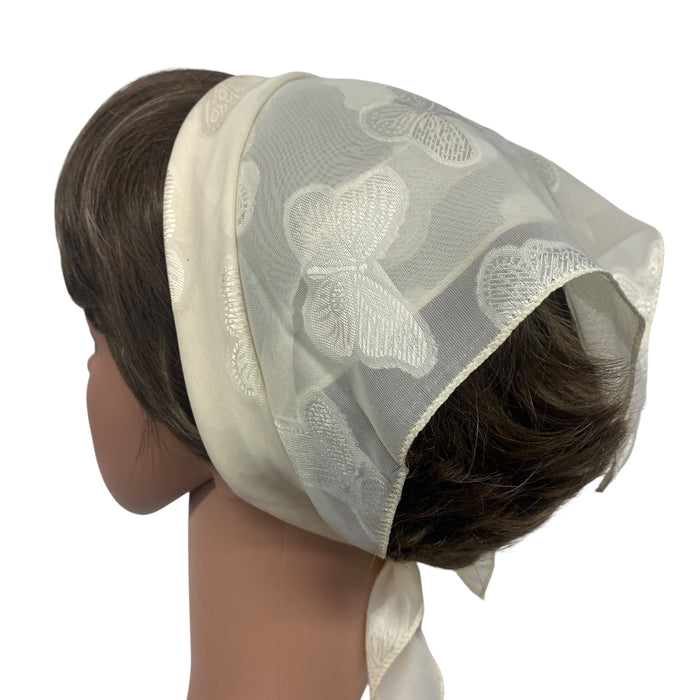 Square Polyester Scarves | Butterflies | Ivory