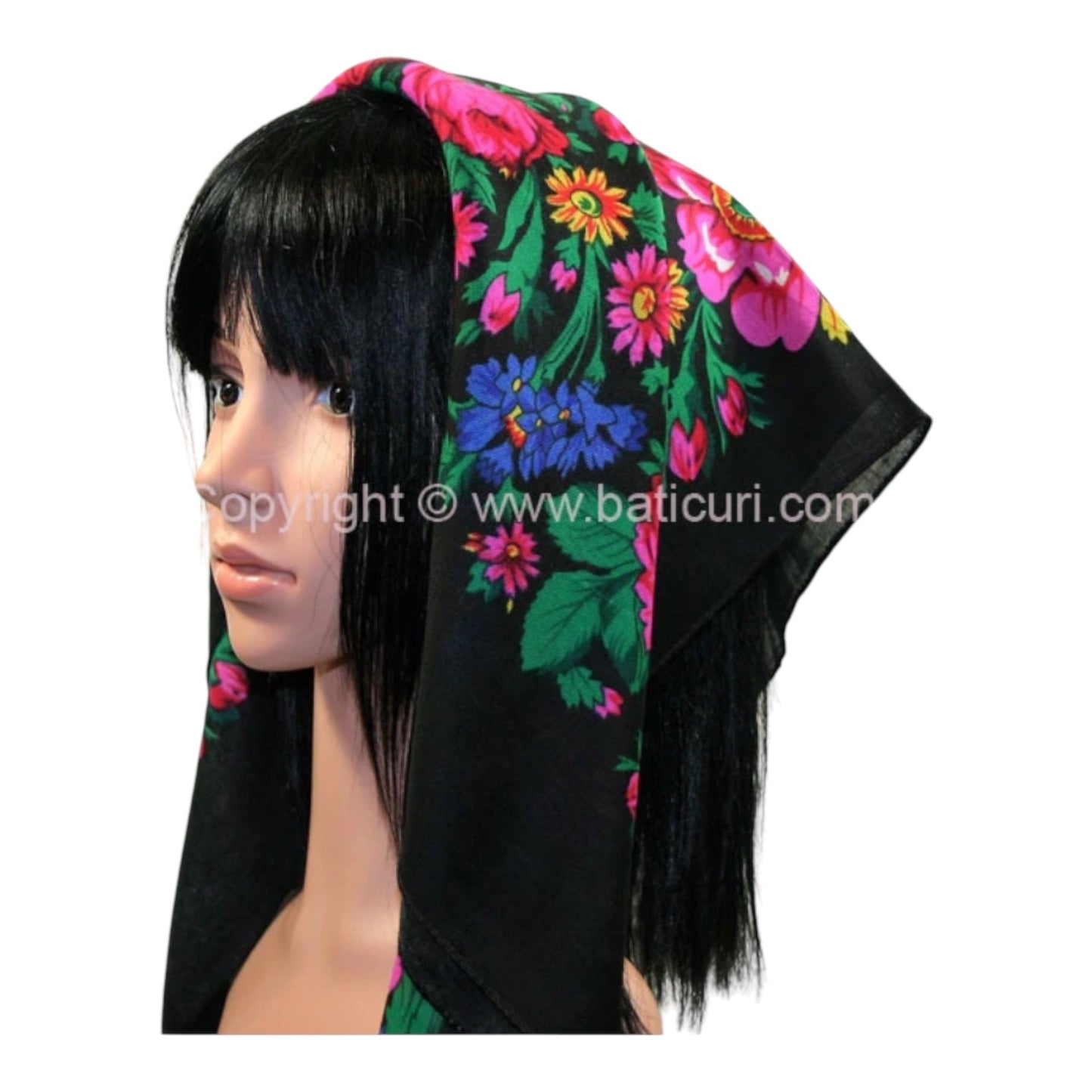 Traditional Scarves | Rose Garden | Black