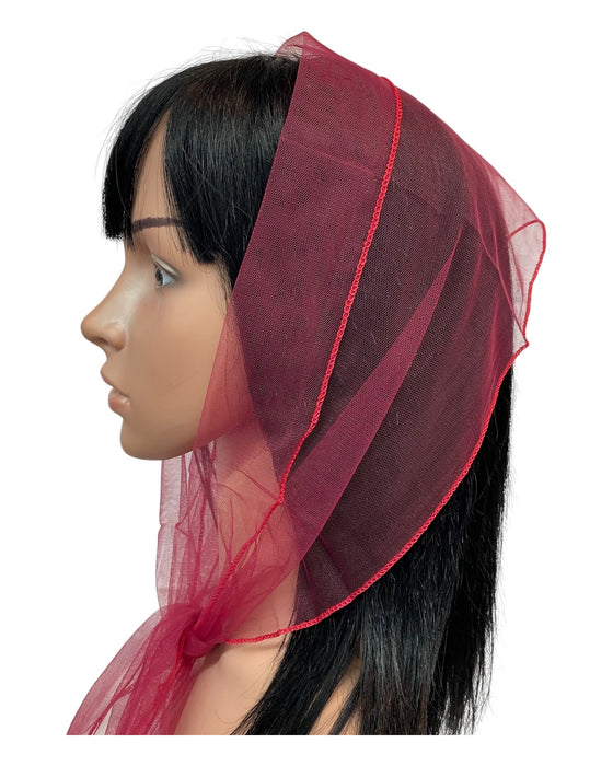 Long  (M) Solid Soft Net Scarf ≈9”x50”-Raspberry