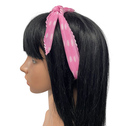 Polyester Pleated | Polka Dots | Pink