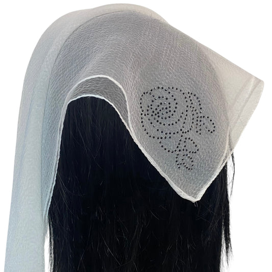 Square Solid | Rhinestone | Corner Rose |  White/Black