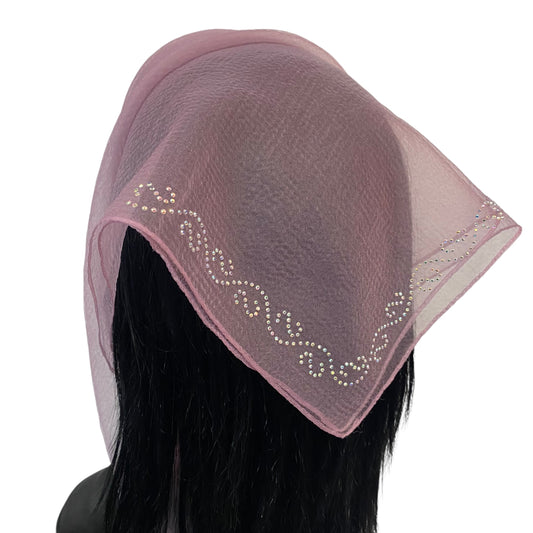 Square Solid | Rhinestone | Spiral | Dusty Pink/Silver