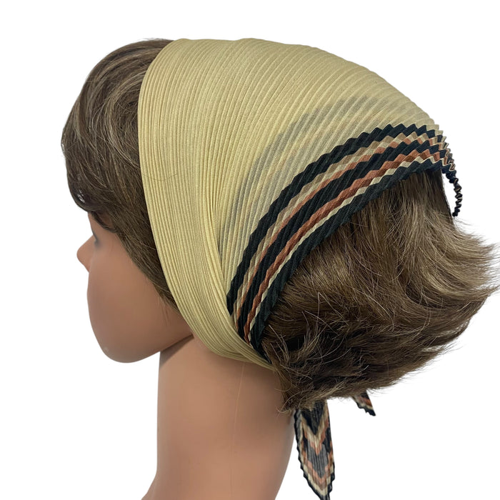 118-101 Pleated Italian | Solid Khaki with Multi-Striped Border