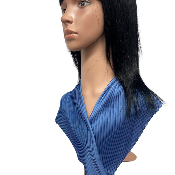 New Long Solid Pleated Scarf  | Dusty Blue