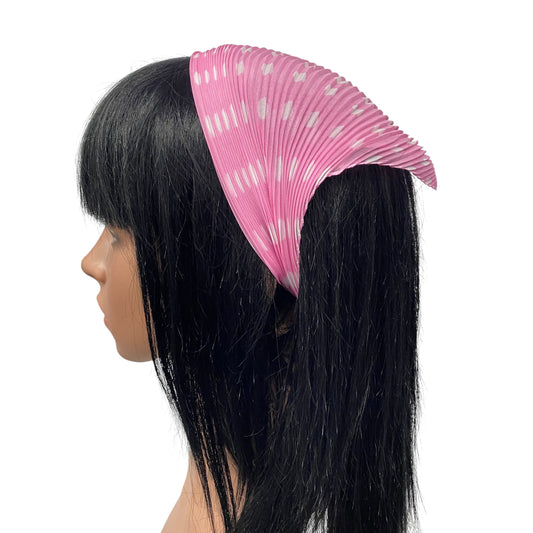 Polyester Pleated | Polka Dots | Pink
