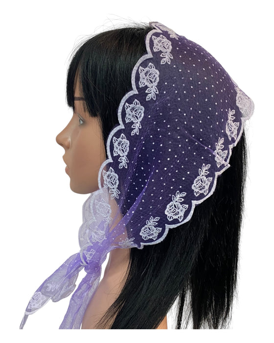 #28 | Long Small Scarf | Zig Zag Rose Edge | Light Purple