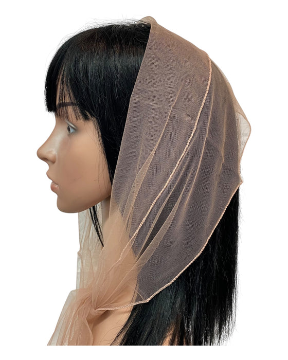 Long  (M) Solid Soft Net Scarf ≈9”x50”-Rose Beige
