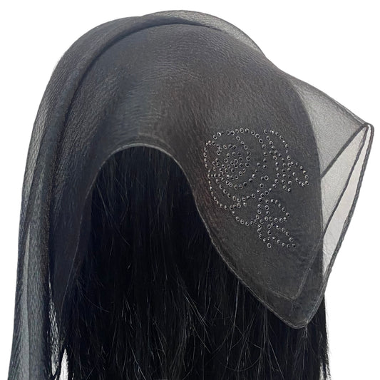 Square Solid | Rhinestone | Corner Rose | Black/Black