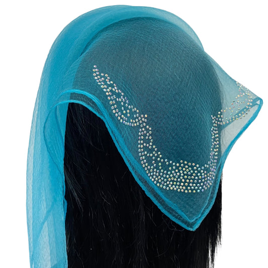 SQ Solid | Rhinestone | Embroidered Corner |Teal