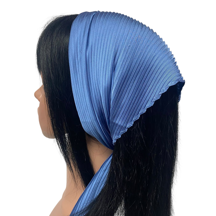 New Long Solid Pleated Scarf  | Dusty Blue