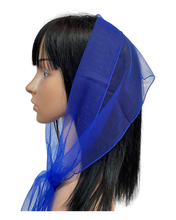 Long  (M) Solid Soft Net Scarf ≈9”x50”-Royal Blue