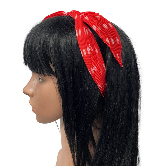 Polyester Pleated | Polka Dots | Red