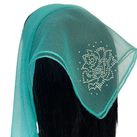 Square Solid | Rhinestone | Blooming Rose | Green Turquoise