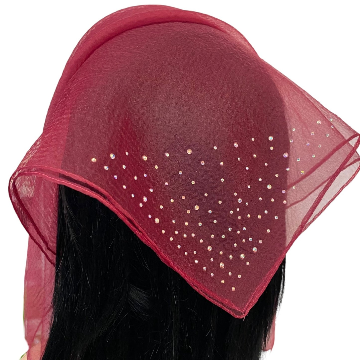 Square Solid | Dense Rhinestone Corner | Maroon
