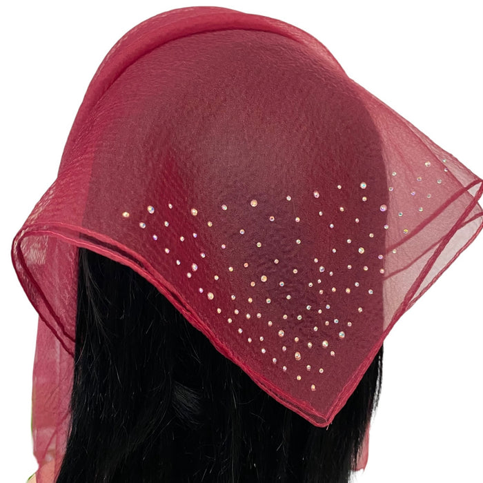 Square Solid | Dense Rhinestone Corner | Maroon