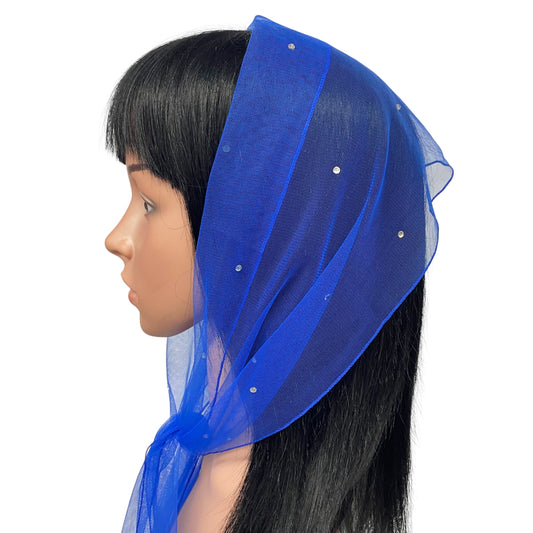 L2- OB Net Light Rhinestones All-over Scarf- Royal Blue