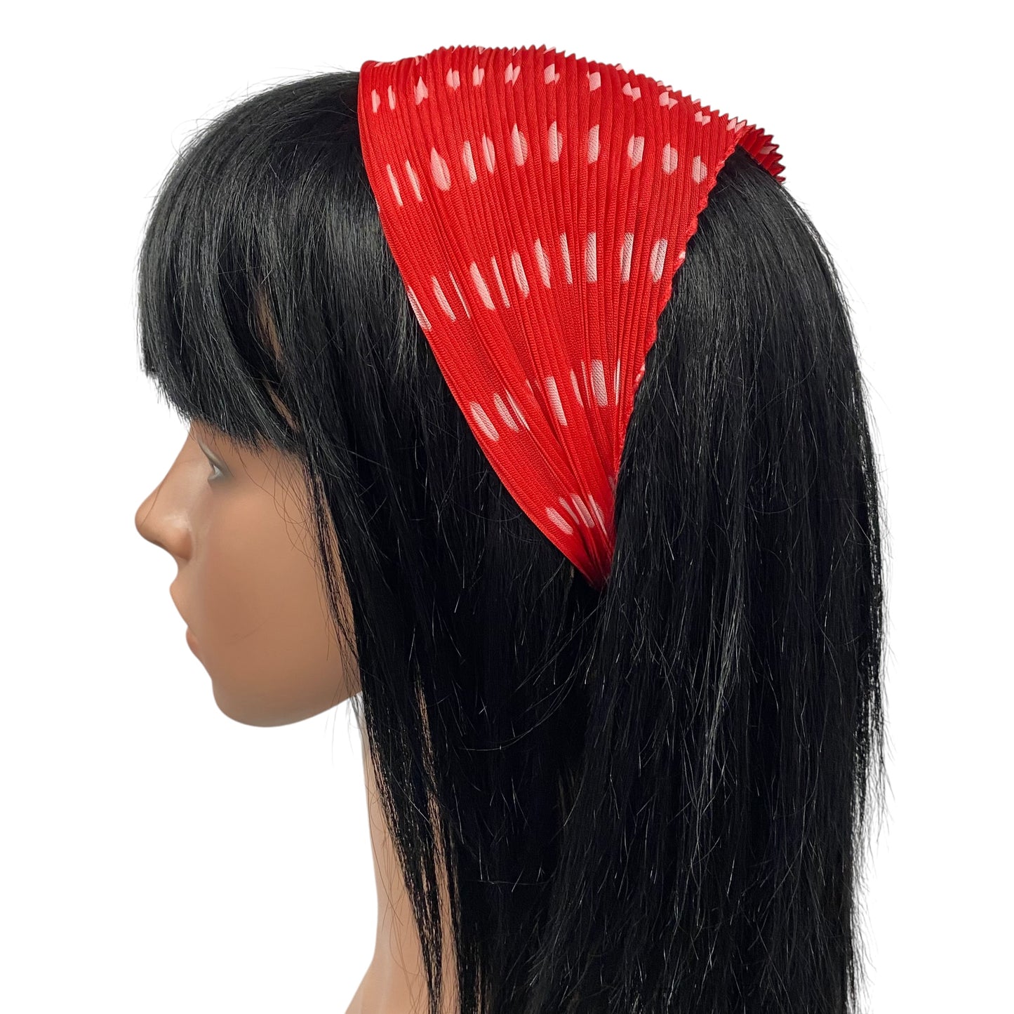 Polyester Pleated | Polka Dots | Red