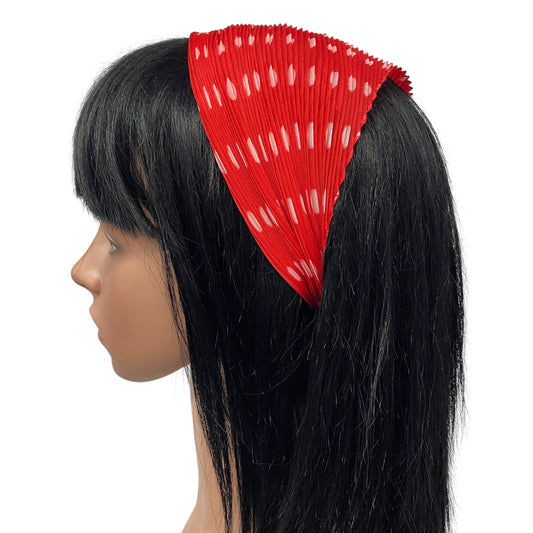 Polyester Pleated | Polka Dots | Red