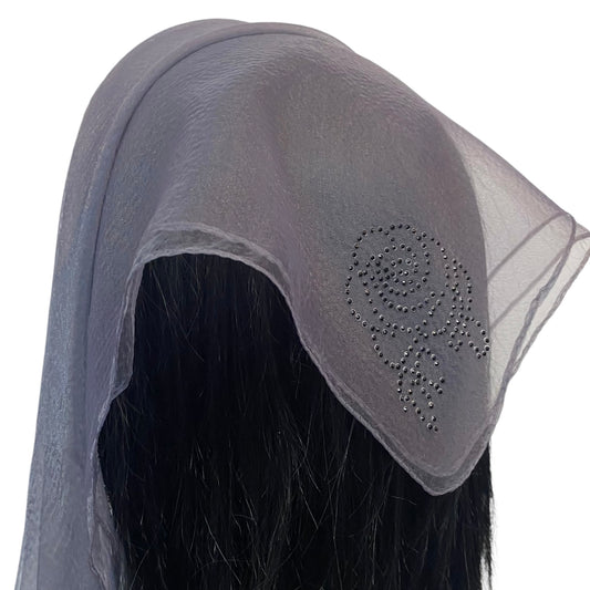 Square Solid | Rhinestone | Corner Rose | Deep Gray/Black