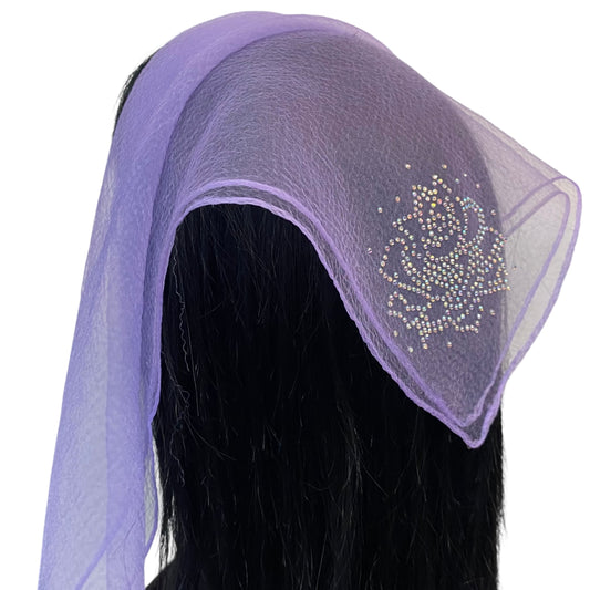 Square Solid | Rhinestone | Blooming Rose | Light Purple