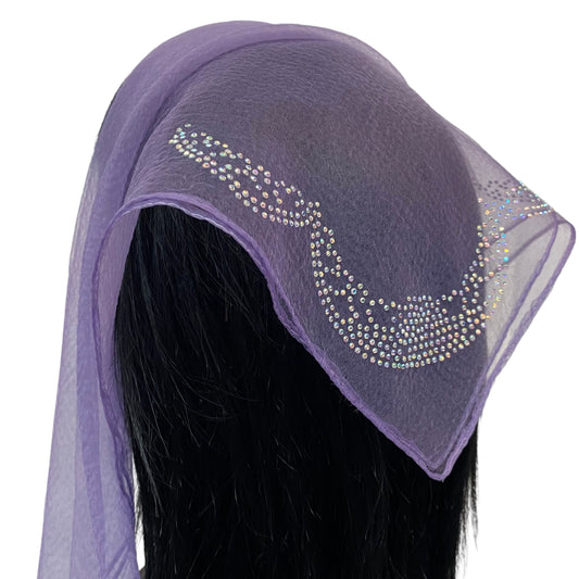SQ Solid | Rhinestone | Embroidered Corner | Antique Purple