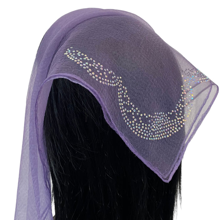 SQ Solid | Rhinestone | Embroidered Corner | Antique Purple