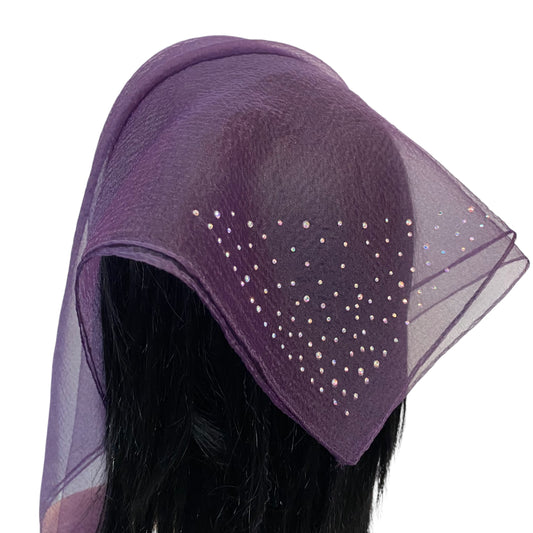 Square Solid | Dense Rhinestone Corner | Eggplant