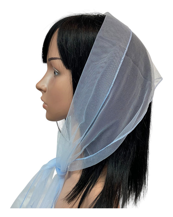 Long  (M) Solid Soft Net Scarf ≈9”x50”- Light Blue