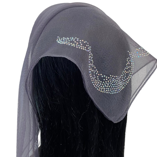 SQ Solid | Rhinestone | Embroidered Corner |Dark Grey