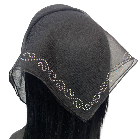Square Solid | Rhinestone | Spiral | Black/Silver