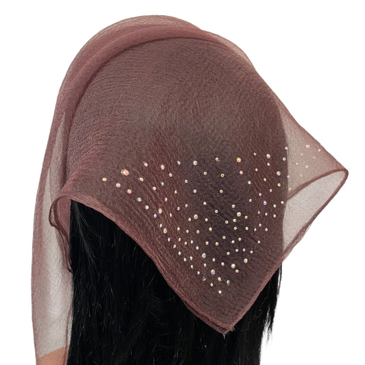 Square Solid | Dense Rhinestone Corner | Brown