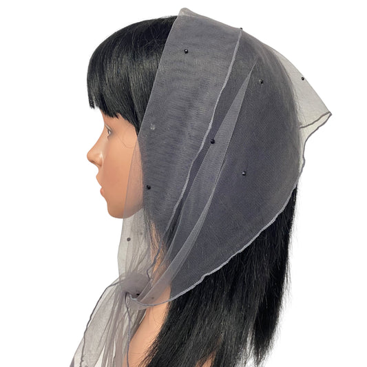 L2- OB Net Light Rhinestones All-over Scarf- Dk.Grey/blk