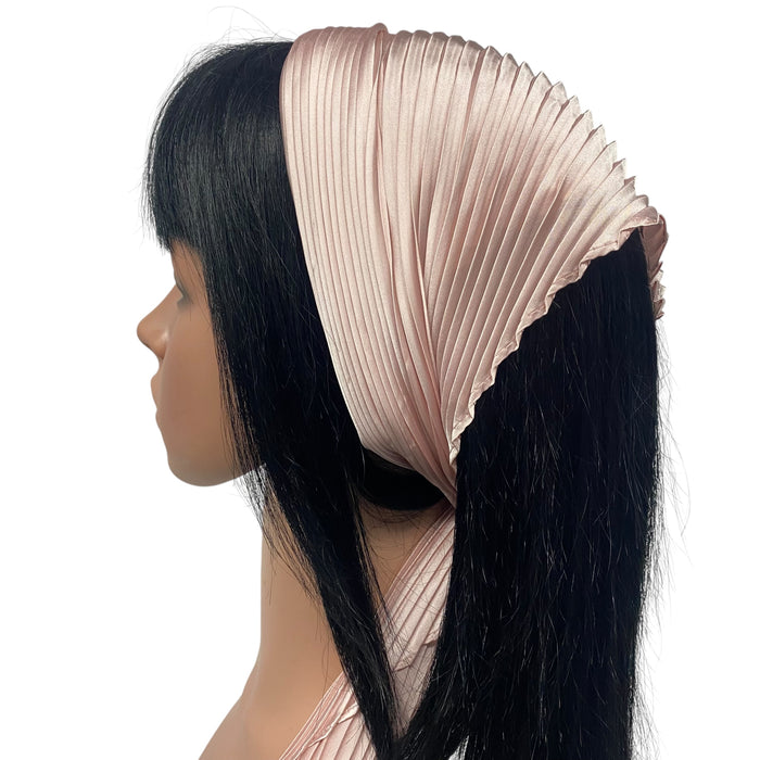 New Long Solid Pleated Scarf  | Blush Pink