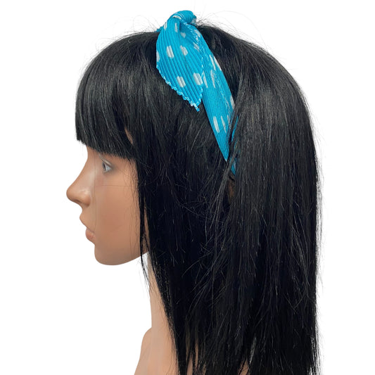Pleated Polyester | Polka Dots | Aqua Blue