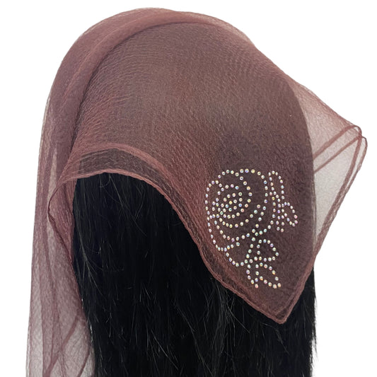 Square Solid | Rhinestone | Corner Rose |Brown