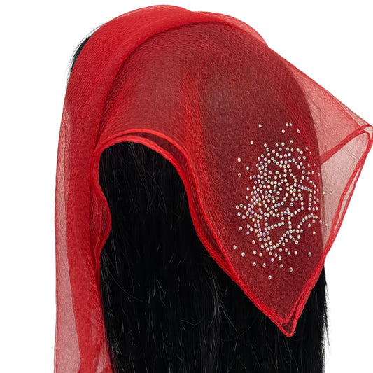 Square Solid | Rhinestone | Blooming Rose | Red
