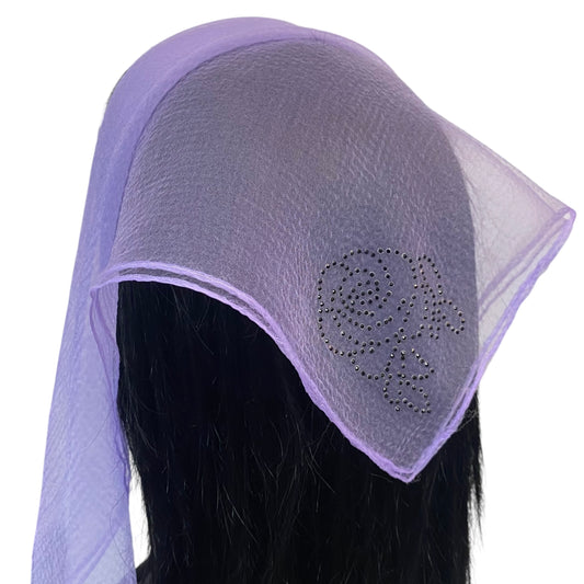 Square Solid | Rhinestone | Corner Rose |  Light Purple/Black