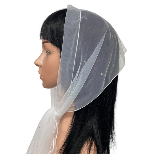 L2- OB Net Light Rhinestones All-over Scarf- White/Silver