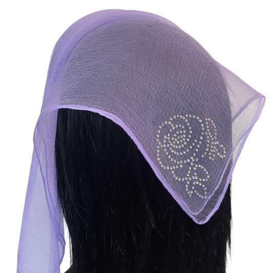 Square Solid | Rhinestone | Corner Rose |  Light Purple